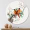 Designart - Two Chinese Birds On A Flowering Tree Branch - Traditional Metal Circle Wall Art